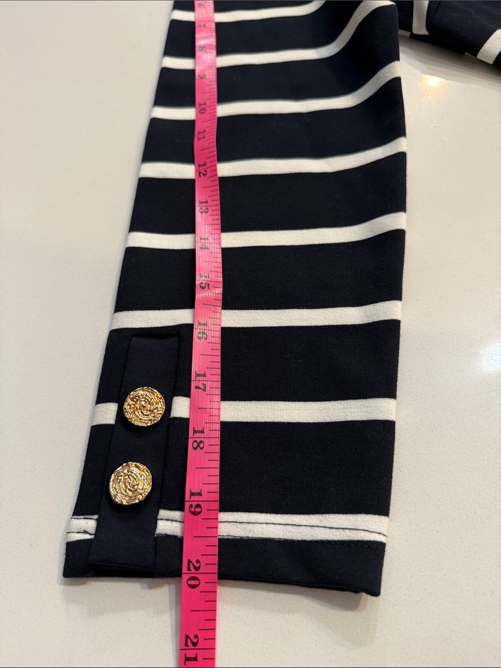 ✨ Haver & Blair Striped Boatneck Top M • Navy White Gold Button Detail ✨ - Picture 12 of 12